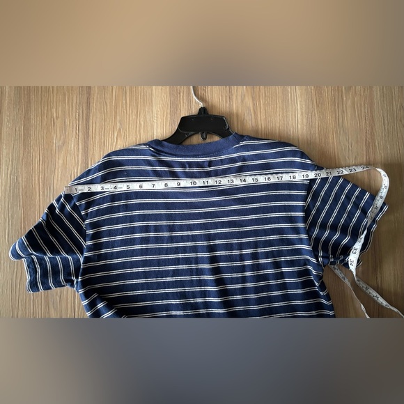 Madewell Tina Stripe Crew Neck T-Shirt Dress Blue White Cotton Womens L Preppy - Picture 12 of 14